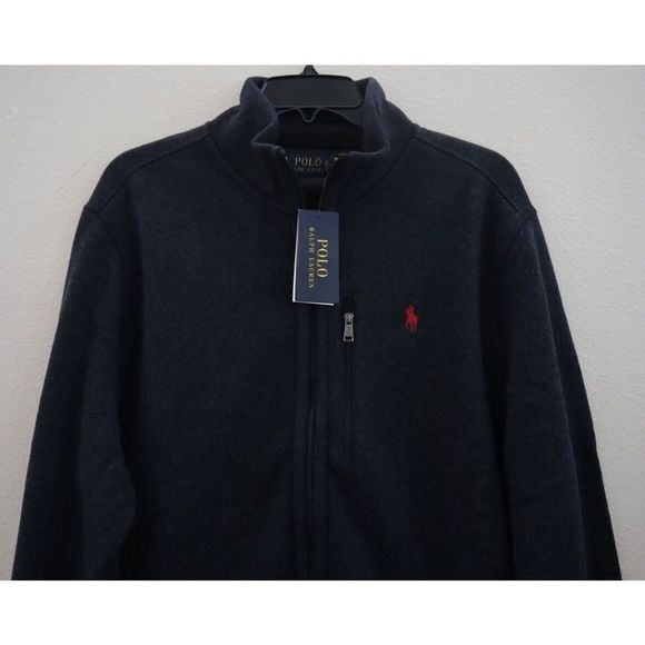 Polo Ralph Lauren Men's Sz L Navy Heather L/S Full Zip Fleece Jacket $168 - Picture 3 of 12